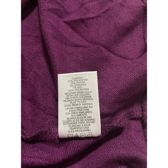 Reaction Kenneth Cole Chiffon Bottom V-Neck Tunic Small Dark Purple Top Shirt LS - Picture 7 of 8